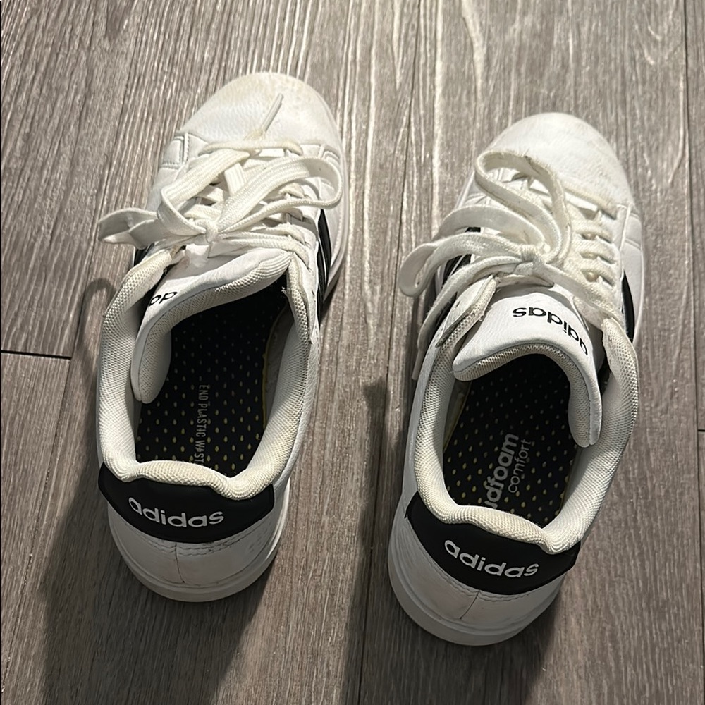 Adidas Women’s White and Black Sneakers. Size 7.